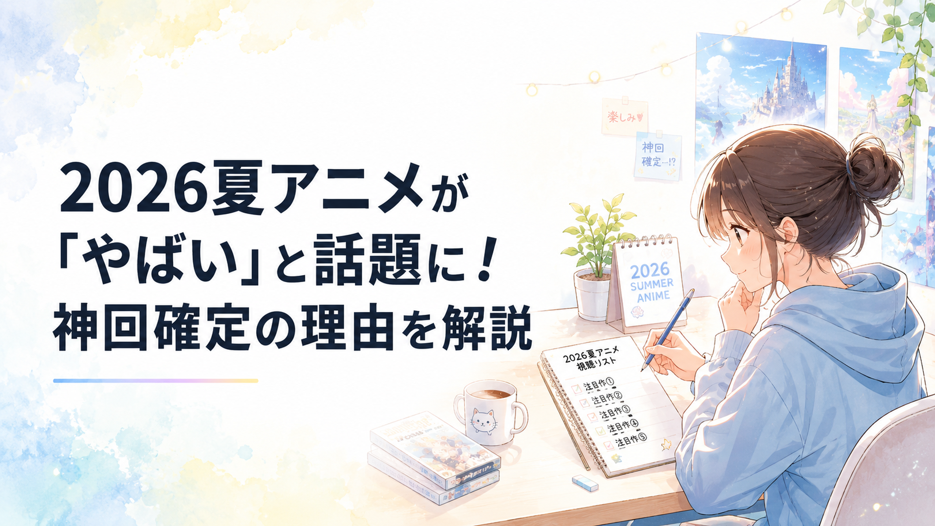 2026夏アニメの注目作を前に視聴リストを作るアニメファン