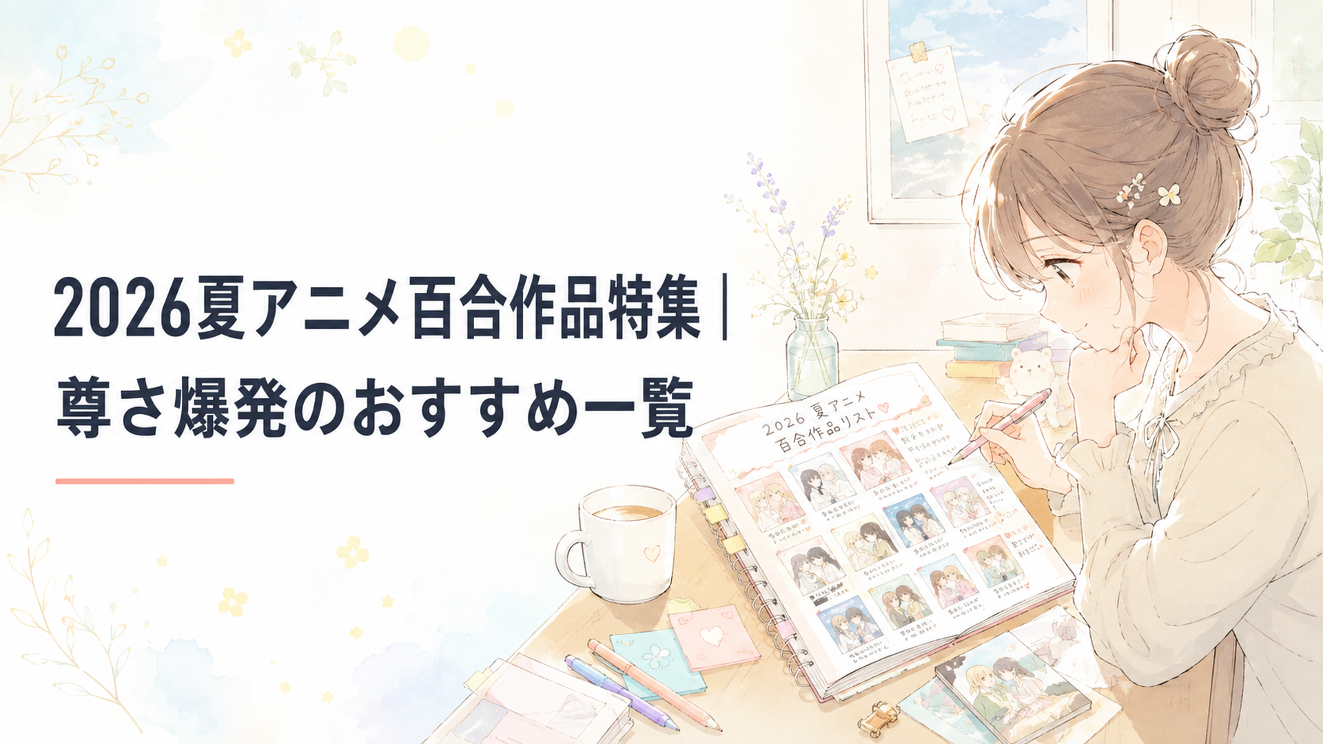 2026夏アニメの百合作品をノートに並べて選ぶファン