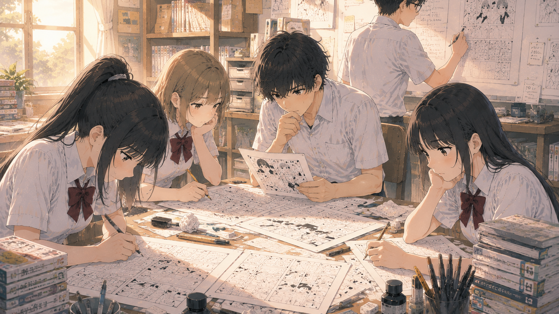 古代ヒッタイト帝国の神殿を背景に、現代の制服を着た少女ユーリと皇子カイルが向き合う幻想的なシーン